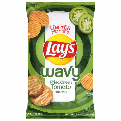 Lay'S Potato Chips, Fried Green Tomato Flavored, Wavy