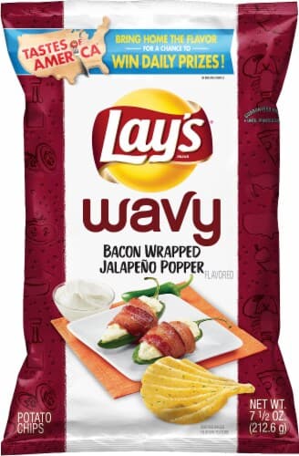 Lay'S Wavy Potato Chips Bacon Wrapped Jalapeno Plastic Bag
