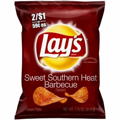 Lay'S Sweet Southern Heat Barbeque Flavored Potato Chips 2/$1 Or 59¢ Ea. Prepriced
