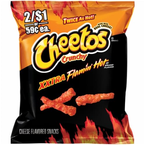 Cheetos Cheese Flavored Snacks, Xxtra Flamin Hot, Crunchy