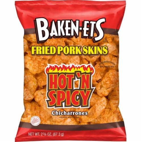 Baken-Ets Fried Pork Skins, Hot 'N Spicy