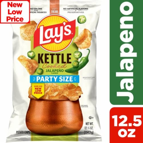 Lay'S Kettle Cooked Jalapeno Potato Chips Party Size
