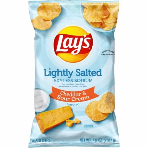 Lay'S Potato Chips, Cheddar & Sour Cream Flavored, Lightly Salted