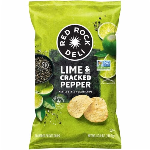 Red Rock Deli Potato Chips, Kettle Style, Lime & Cracked Pepper