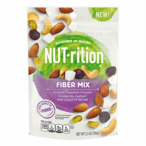 Nut-Rition Fiber Mix Mixed Nuts With Almonds, Pistachios, Coconut, Cranberries, Cashews & Sea Salt