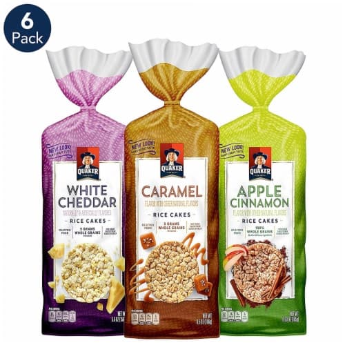 Quaker Large Rice Cakes Variety Pack Apple Cinnamon, Caramel Corn, White Cheddar