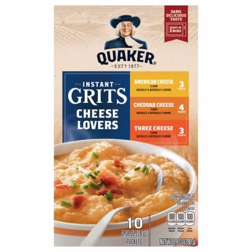 Quaker Instant Grits Cheese Lovers American Cheese, Cheddar Cheese And Three Cheese Flavors