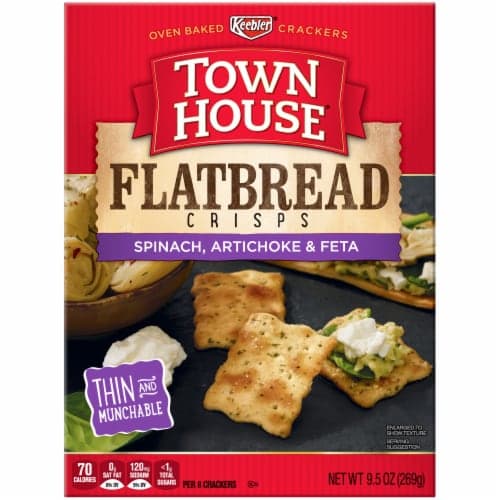 Keebler, Town House Flatbread Crisps, Crackers, Spinach, Artichoke And Feta Cheese