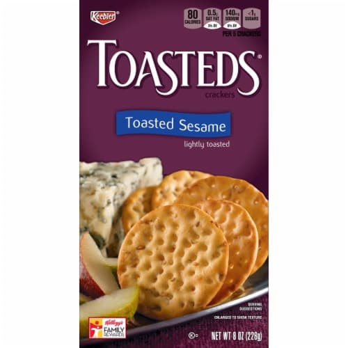 Toasteds Crackers, Lightly Toasted, Toasted Sesame