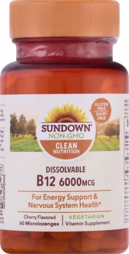 Sundown Naturals Dissolvable B12 6000 Mcg Cherry Flavored Microlozenges