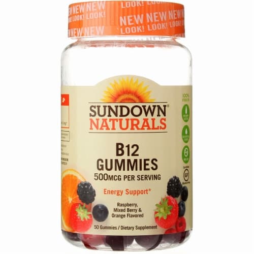 Sundown Naturals Raspberry Mixed Berry & Orange Flavored B12 Gummies 500Mcg