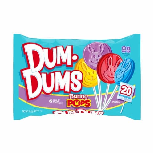 Dum Dums Bunny Shaped Assorted Lollipops Easter Candy Bag