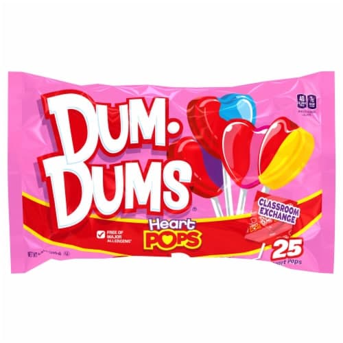 Dum Dums Assorted Mixed Flavor Heart Lollipops Valentine'S Candy Bag
