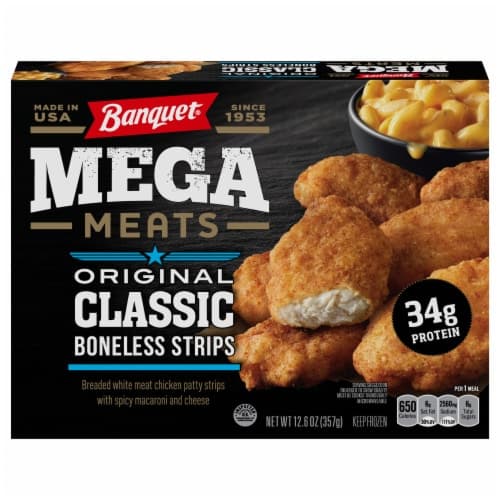 Banquet Mega Meats Original Classic Boneless Chicken Strips & Spicy Mac & Cheese  Meal
