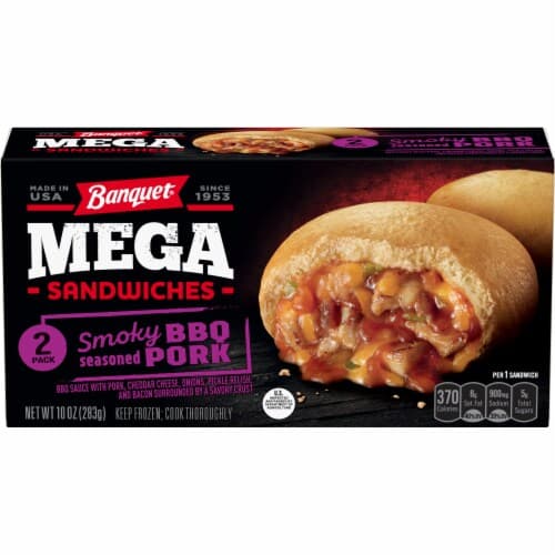 Banquet Mega Sandwiches Smoky Bbq Seasoned Pork  Meals