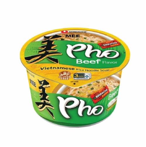 Nongshim Gluten Free Pho Beef Vietnamese Rice Noodle Soup Wtth Sriracha