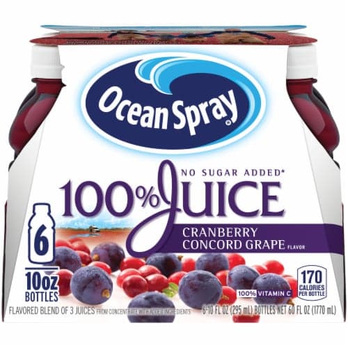 Ocean Spray 100% Juice Cranberry Concord Grape, Bottles (Pack Of 