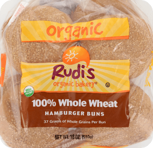 Rudi'S Hamburger Buns, Organic, 100% Whole Wheat