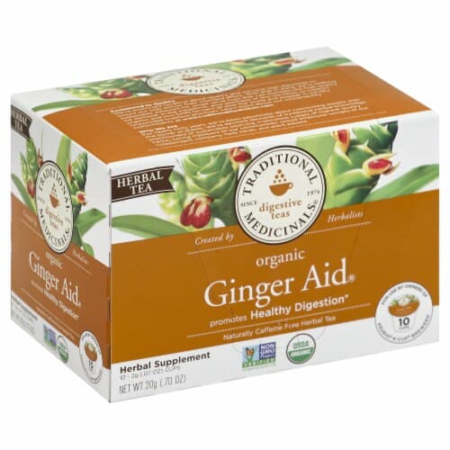 Traditional Medicinals Herbal Tea, Organic, Ginger Aid, Naturally Caffeine Free, K