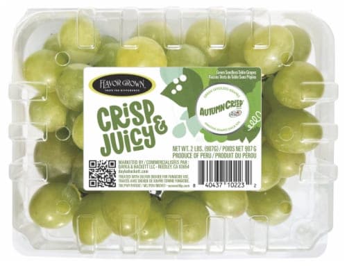 Green White Seedless Grapes In Clamshell