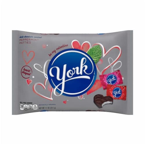 York Peppermint Patties, Dark Chocolate Covered, Heart Shaped