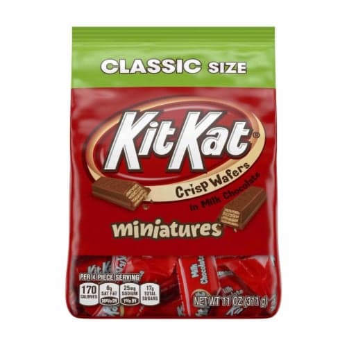 Kit Kat Crisp Wafers, In Milk Chocolate, Miniatures, Clasic Bag