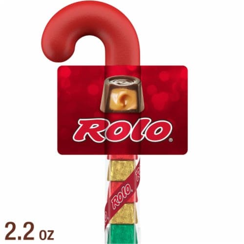 Rolo Chocolate Caramels Holiday Candy Filled Plastic Cane