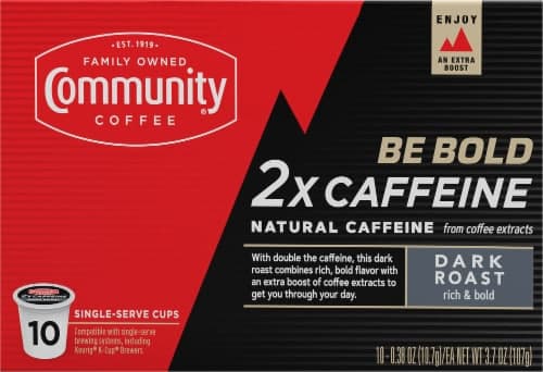 Community Coffee Dark Roast 2X Caffeine Coffee Single-Serve