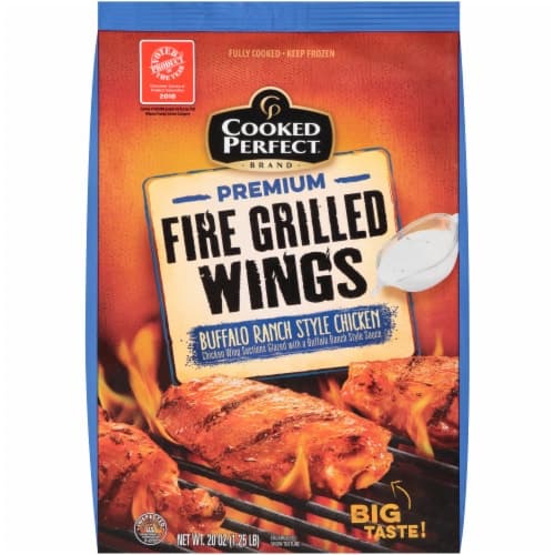 Cooked Perfect Chicken, Premium, Fire Grilled Wings, Buffalo Ranch Style