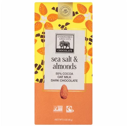 Endangered Species Chocolate Sea Salt Almonds + 55% Oat Milk Dark Chocolate Bar
