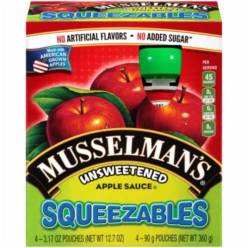 Musselman'S Apple Sauce, Unsweetened, Squeezables