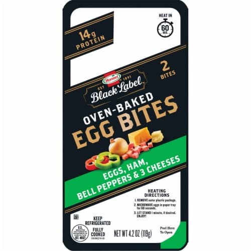Hormel Black Label Egg Bites With Pork Ham, , Bell Peppers, And 3 Cheeses, Plastic Tray