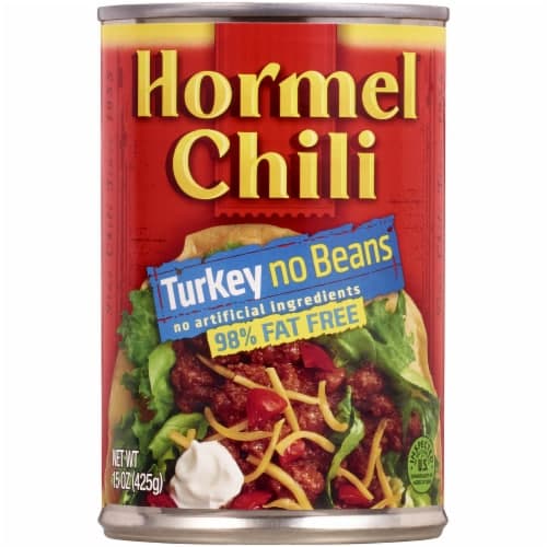 Is it Pescatarian? Hormel chili Turkey No Beans, No Artificial Ingredients, 98% Fat Free