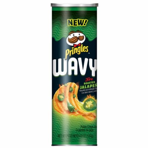 Pringles Wavy, Potato Crisps Chips - Fire-Roasted Jalapeno