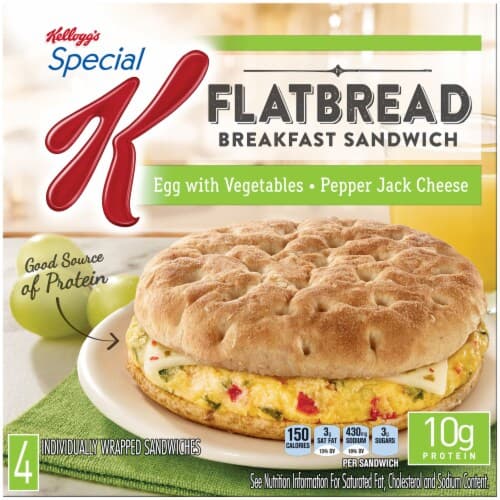 Special K Breakfast Sandwiches, Flatbread, Egg With Vegetable & Pepper Jack Cheese
