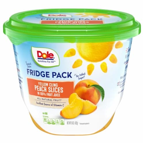 Dole Fridge Pack Yellow Cling Peach Slices In Fruit Juice. Tub