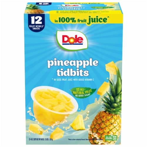 Dole Pineapple Tidbits In 100% Juice Fruit Cups