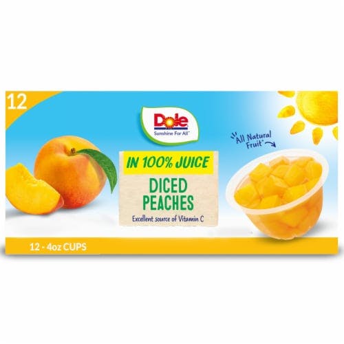 Dole® Fruit Bowls® Yellow Cling Diced Peaches In 100% Fruit Juice