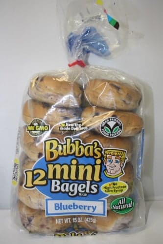 Bubbas Bagels, Blueberry, Sliced, Mini