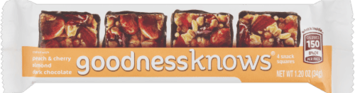 Goodnessknows, Peach And Cherry Almond Dark Chocolate Snack Squares