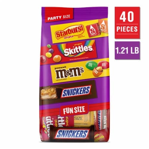 M&M'S Peanut Snickers Starburst & Skittles Fun Size Candy Variety Pack Party Size