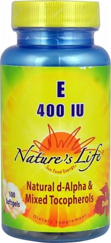 Nature'S Life  Vitamin E Natural D-Alpha & Mixed Tocopherols 100 Softgels 400 Iu