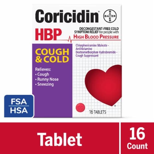 Coricidin Hbp Decongestant-Free Cold Symptom Relief For People With High Blood Pressure Cough & Cold