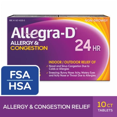 Allegra-D Allergy & Congestion, Indoor/Outdoor Relief, Non-Drowsy, 24 Hr
