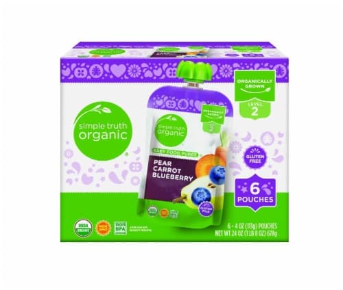 Simple Truth Organic Pear Carrot Blueberry Stage 2 Baby Food Pouches