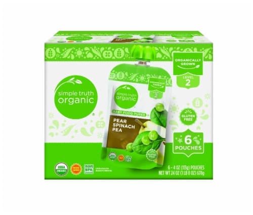 Simple Truth Organic Pear Spinach Pea Stage 2 Baby Food Pouches