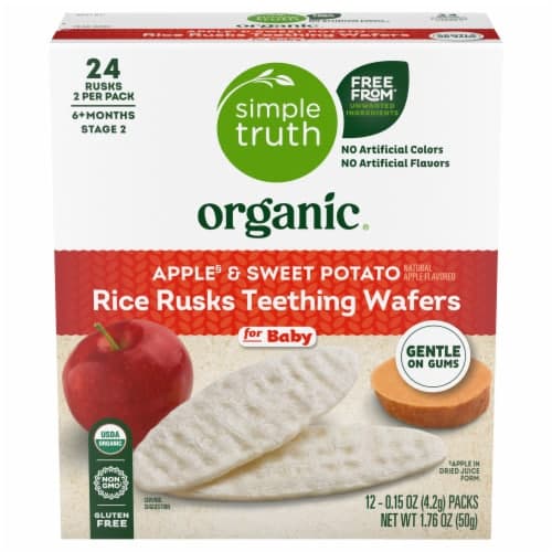 Simple Truth Organic Rice Rusks Apple & Sweet Potato Baby Teething Wafers 6+ Months