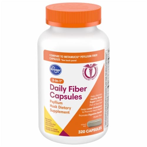 Kroger 3-In-1 Daily Fiber Capsules Psyllium Husk Dietary Supplement