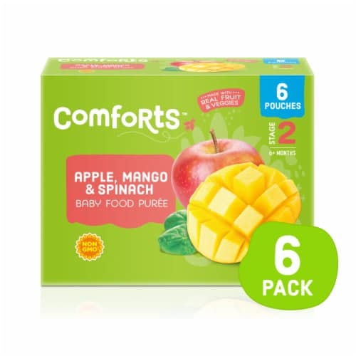 Comforts Apple Mango & Spinach Stage 2 Baby Food Puree Pouches