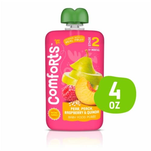 Comforts Pear Peach Raspberry & Quinoa Stage 2 Baby Food Puree Pouch
